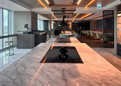 Marble countertop setup in the Executive Lounge at Courtyard Taipei Downtown.