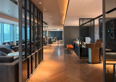Modern entrance and check-in area at the Executive Lounge, Courtyard Taipei Downtown.