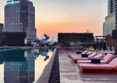 Lounge chairs by the pool at W Taipei.
