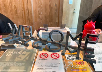 Welcome sign at W Taipei’s main lobby check-in desk