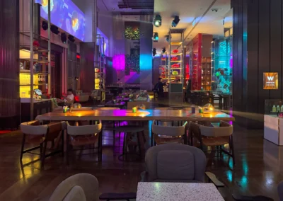 A sleek and stylish seating area at WOOBAR in W Taipei.